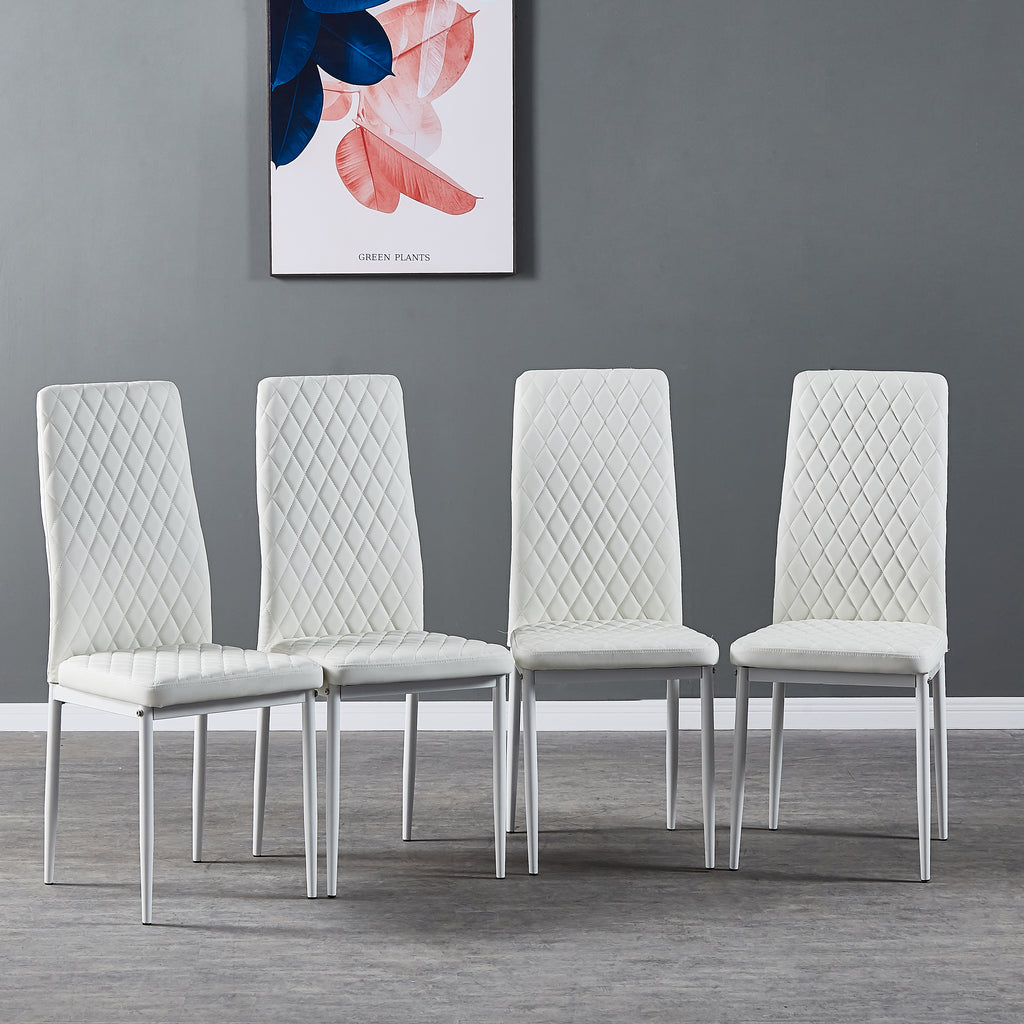 Gray Modern Diamond Grid Pattern Minimalist Dining Chairs