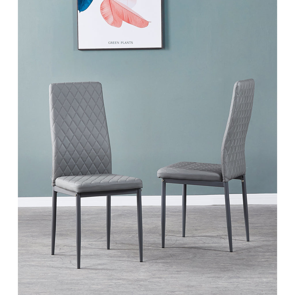 Dark Gray Modern Diamond Grid Pattern Minimalist Dining Chairs