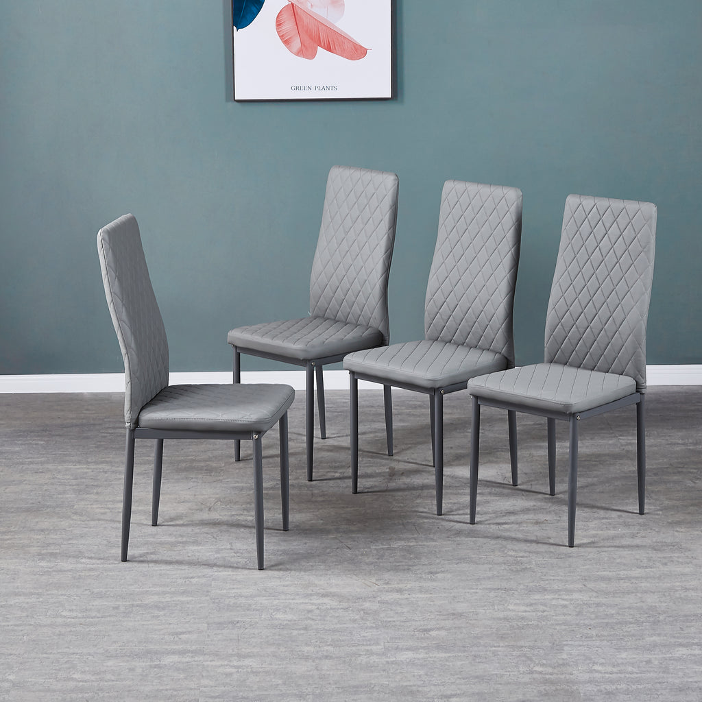 Slate Gray Modern Diamond Grid Pattern Minimalist Dining Chairs