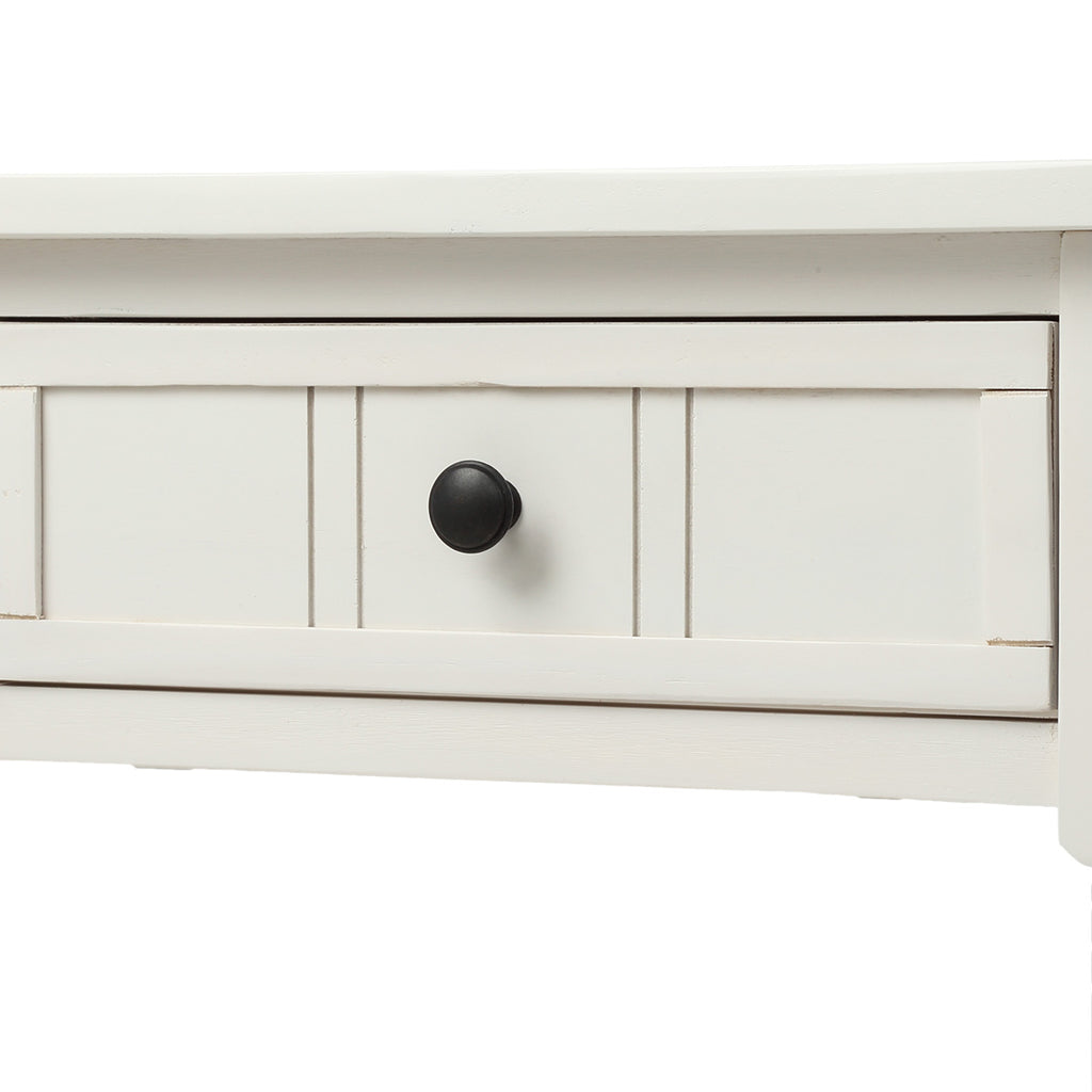 Light Gray Console Table Traditional Design with Two Drawers and Bottom Shelf Acacia Mangium