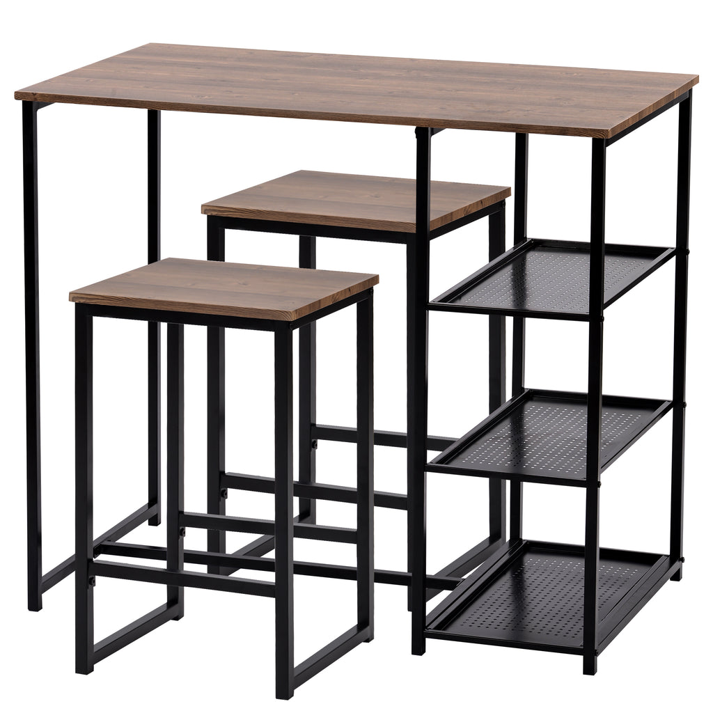 3 Counts - Modern Pub Set with Rectangular Table and Bar Stools - Black