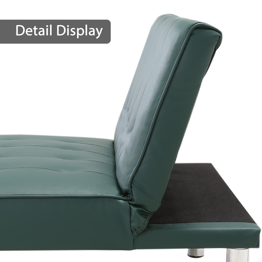 Light Slate Gray PU Leather Convertible Folding Sofa Chair Single Futon Sofa Couch BH5012729