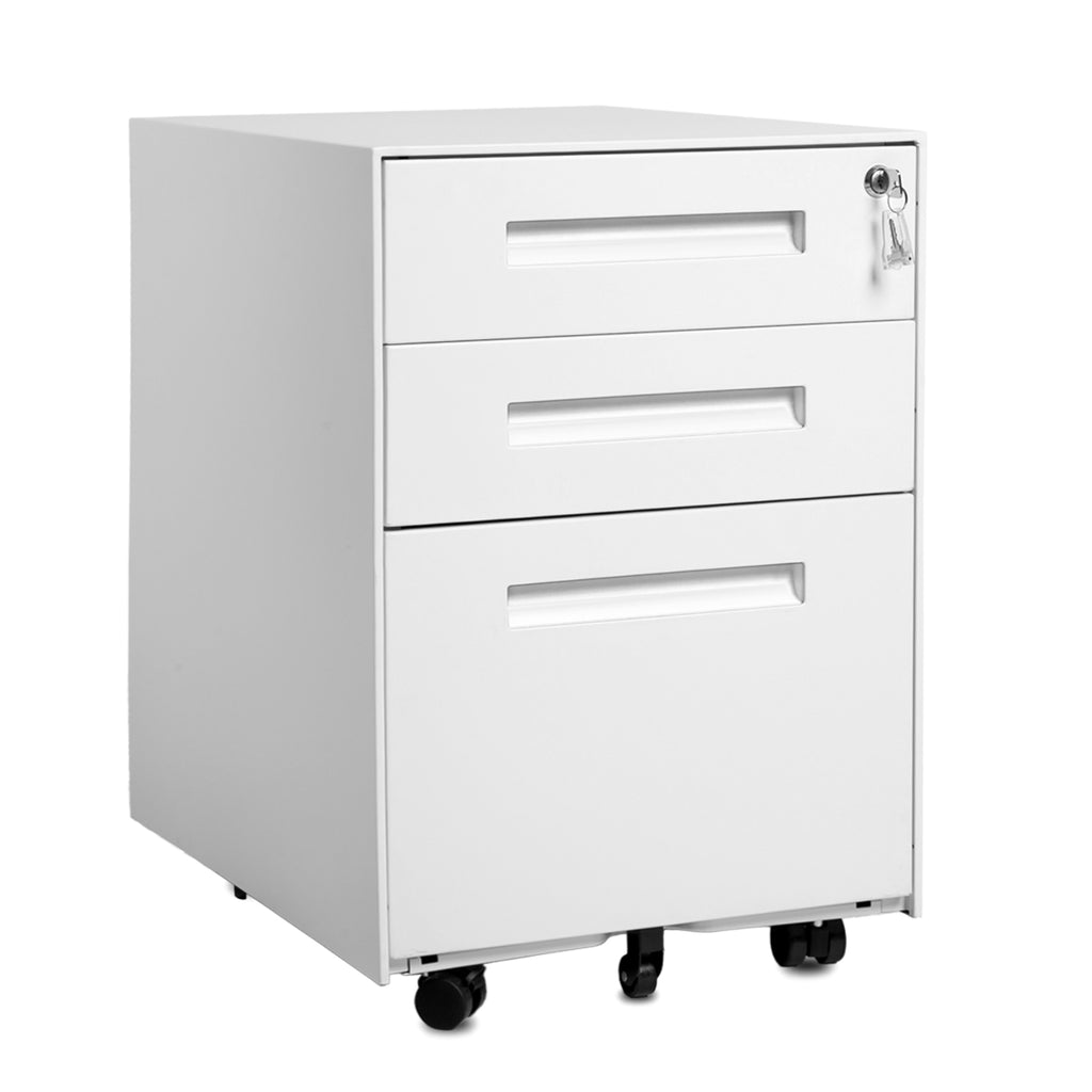 Lavender 3-Drawer Mobile Metal File Cabinet with Lock and Keys
