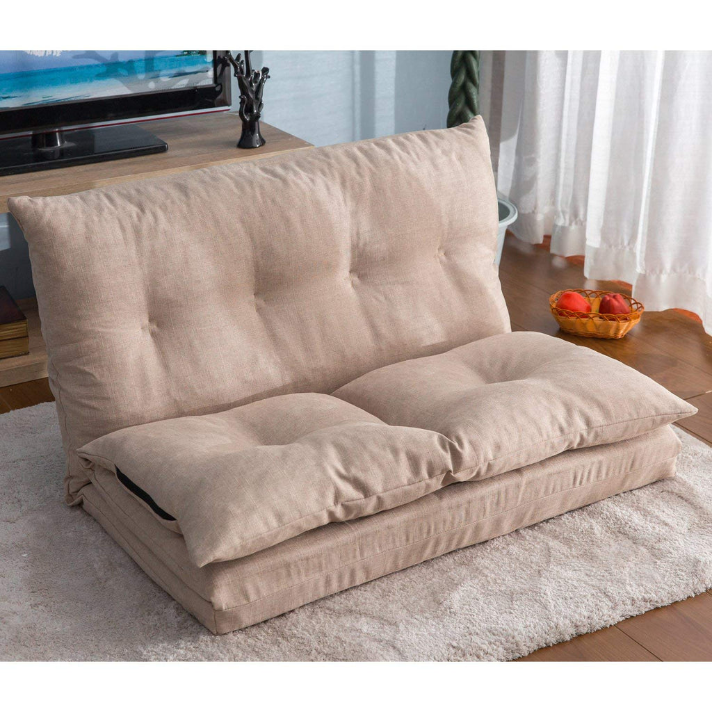 Adjustable Fabric Folding Chaise Lounge Sofa Floor Couch and Sofa Beige