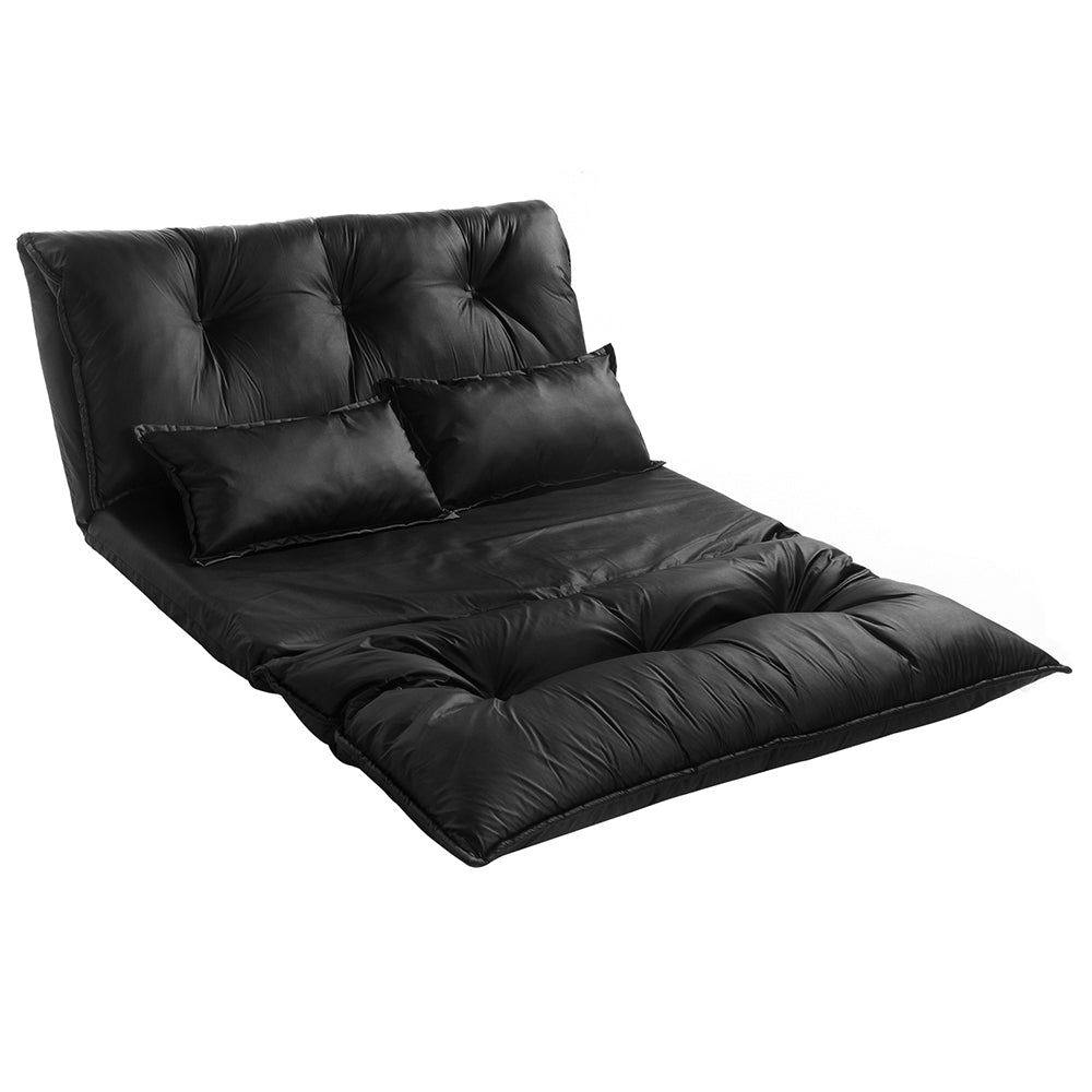 Dark Slate Gray Floor Chair Adjustable Sofa Bed Lounge Floor Mattress Lazy Man Couch with Two Pillows