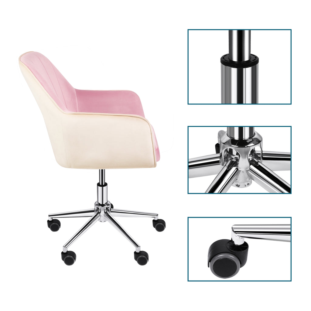 Antique White Modern Vanity  Desk Chair Upholstered Adjustable Swivel