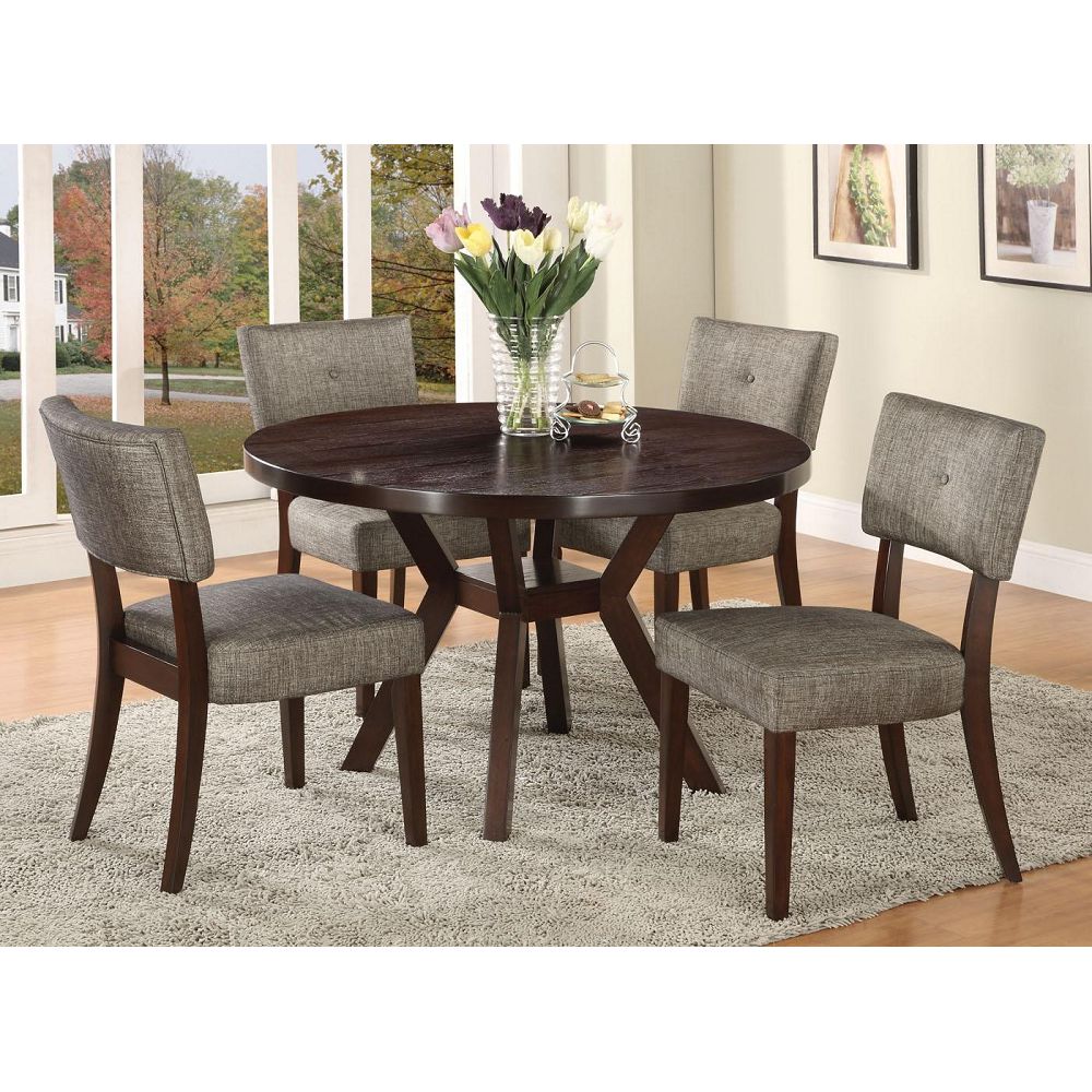 Dark Slate Gray Upholstered Side Chair Dining Room in Gray Fabric & Espresso - 2 Counts BH16252