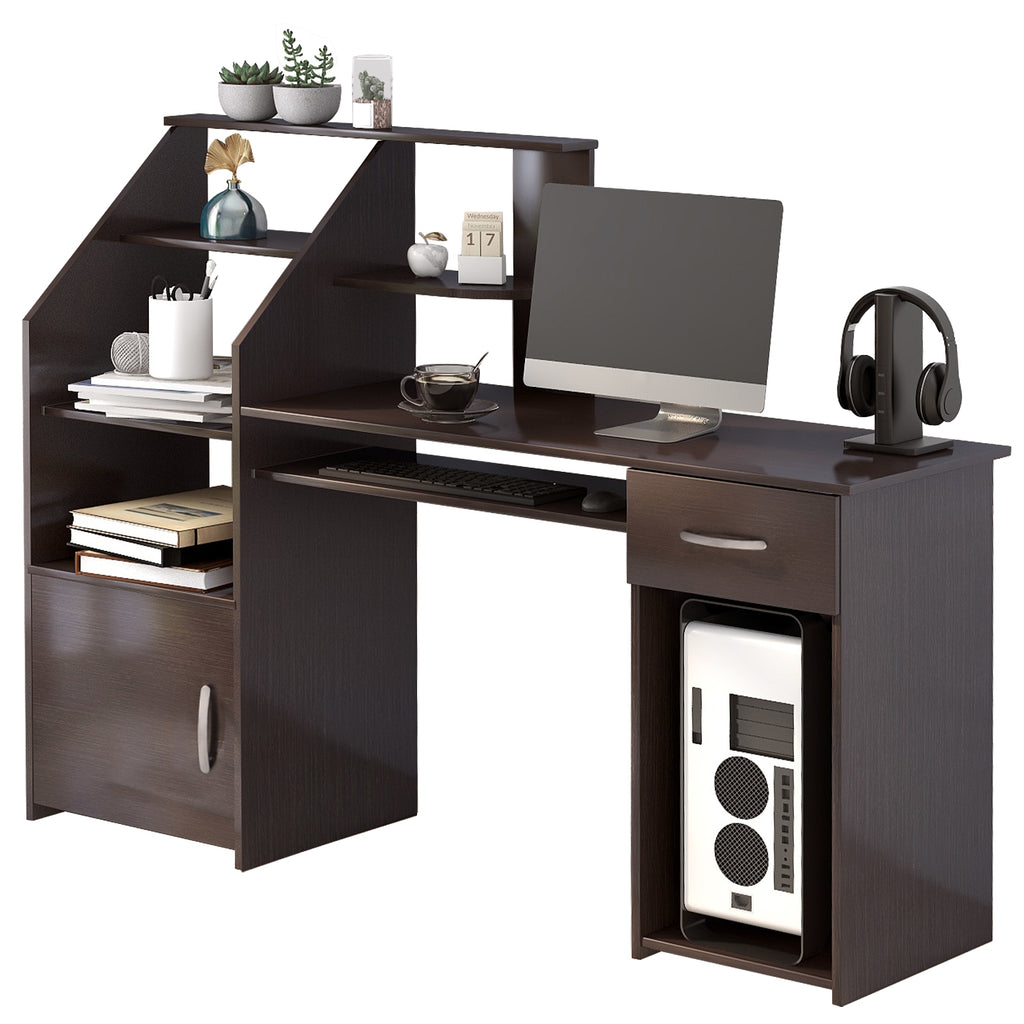 Dark Slate Gray Multi-Functions Computer Desk with Cabinet