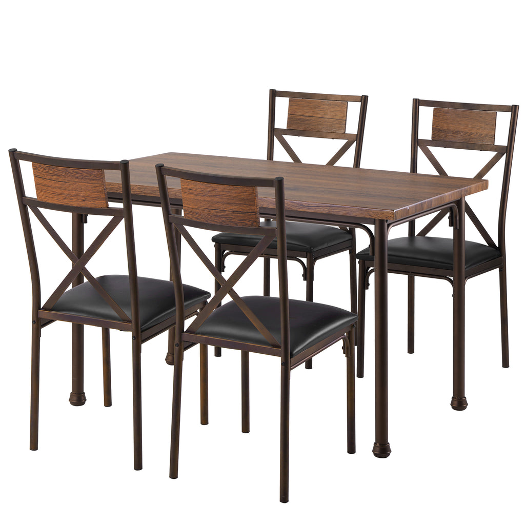 Dark Slate Gray 5 Counts - Wooden Dining Table with Matching Padded Chairs ST000022