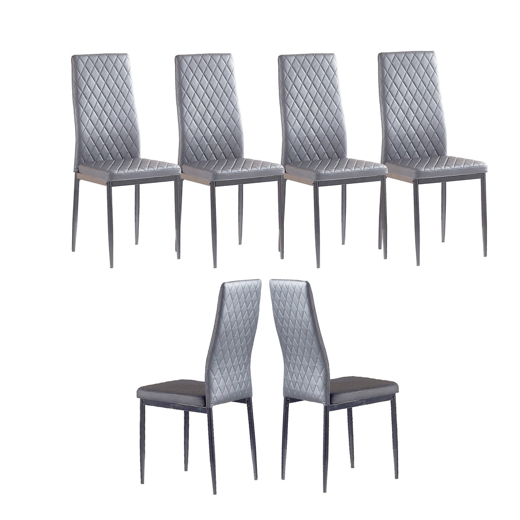 Dark Gray Modern Diamond Grid Pattern Minimalist Dining Chairs