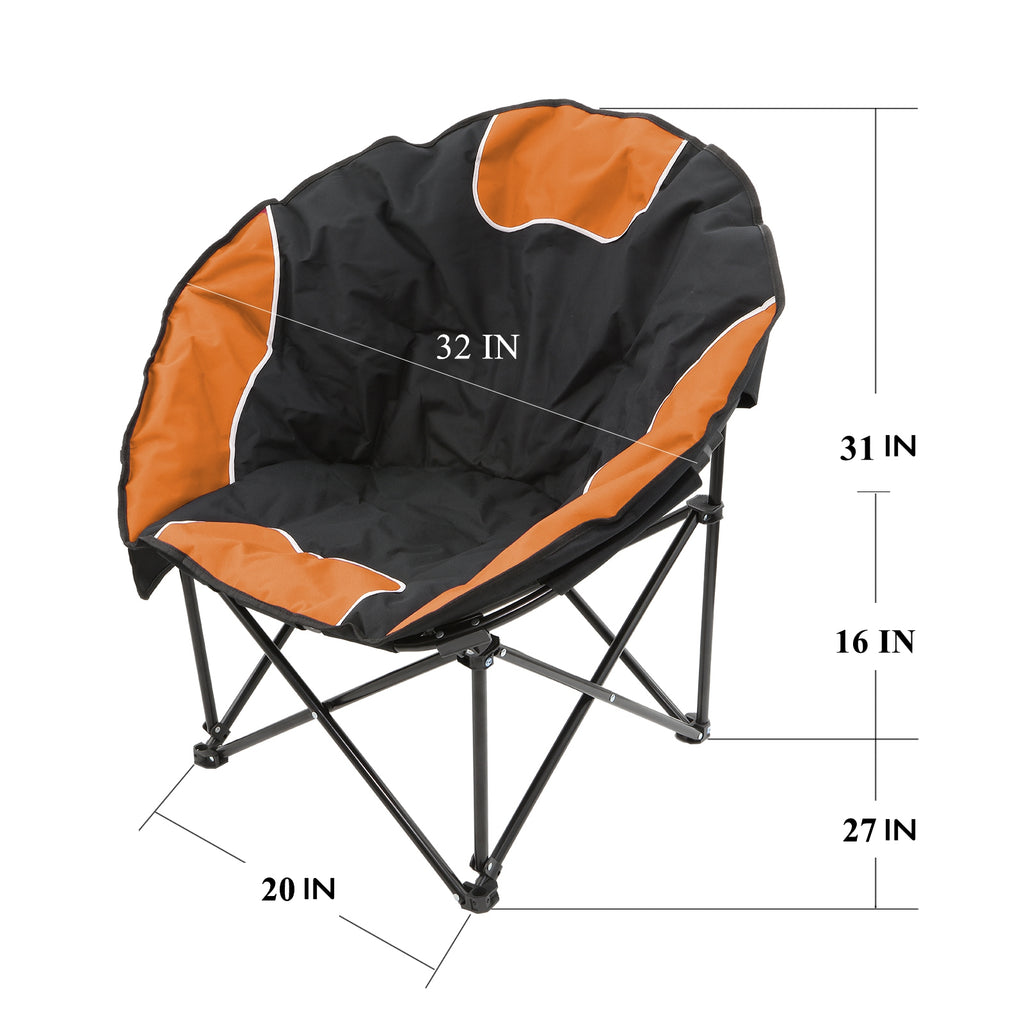 2pc Folding Padded Round Camping Beach Chair with Storage & Carry Bag - Size