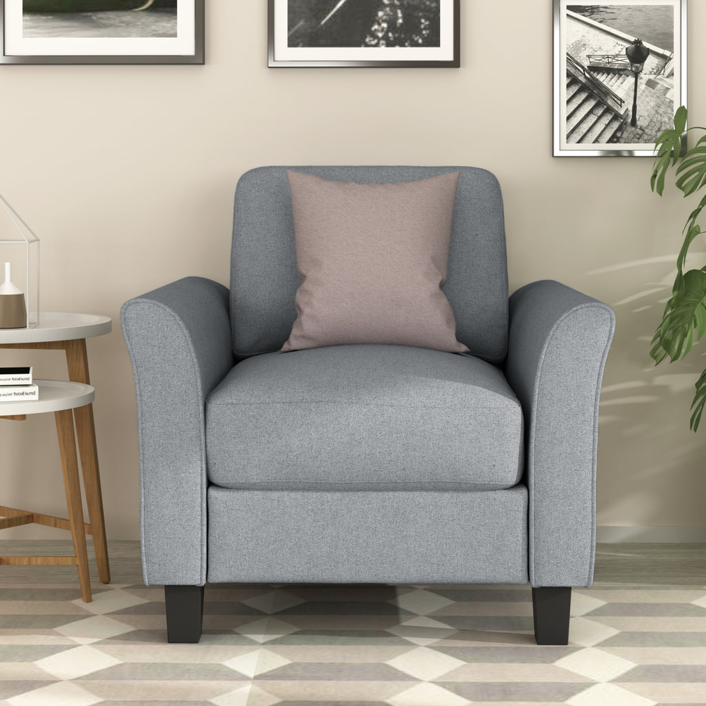 Dark Gray Upholstered Accent Chair Living Room Furniture Armrest Single Sofa