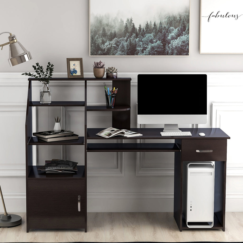 Black Multi-Functions Computer Desk with Cabinet