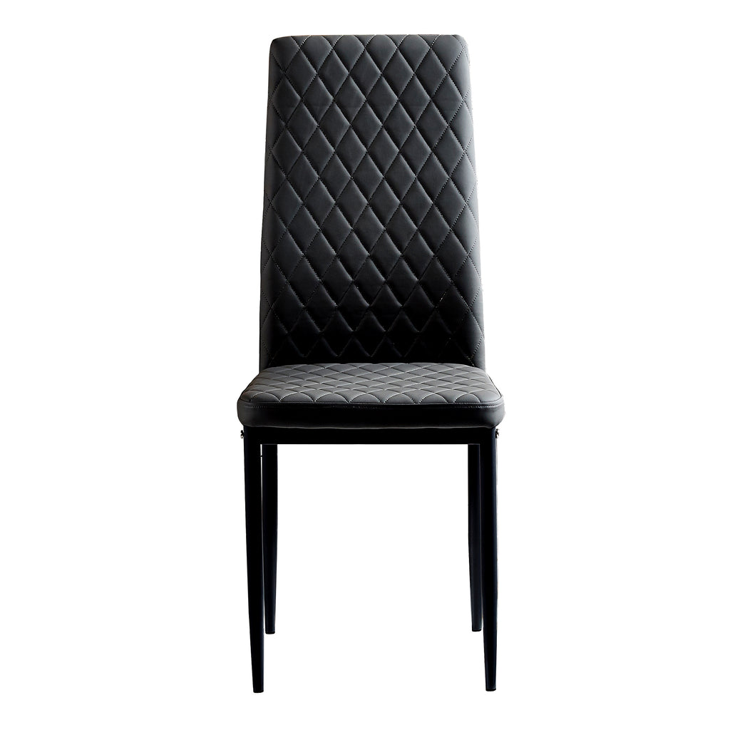 Black Modern Diamond Grid Pattern Minimalist Dining Chairs