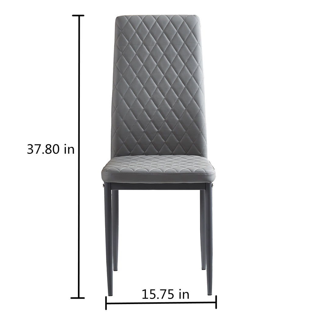 Dim Gray Modern Diamond Grid Pattern Minimalist Dining Chairs
