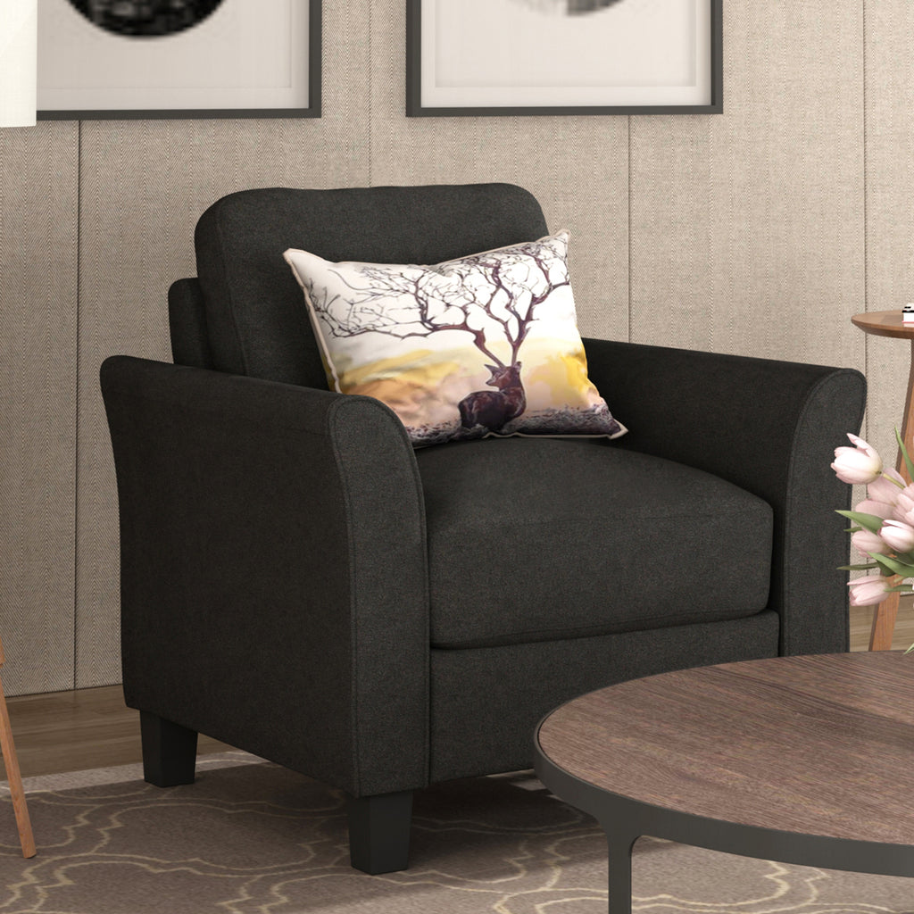 Dark Slate Gray Upholstered Accent Chair Living Room Furniture Armrest Single Sofa