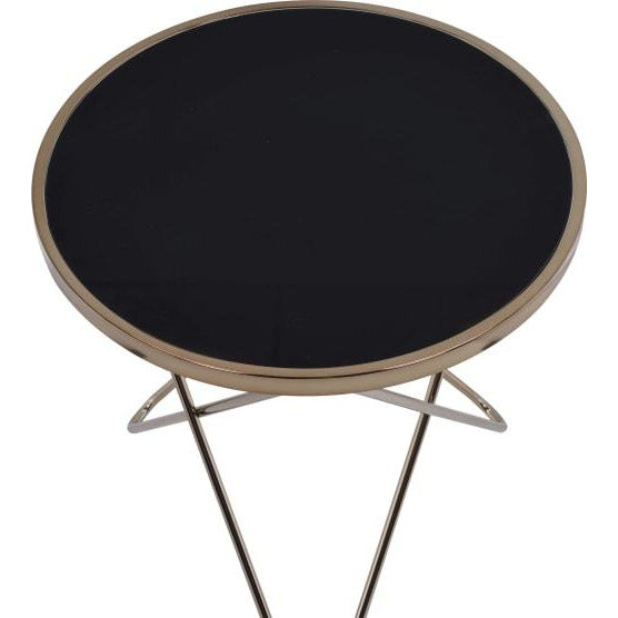 Black Round End Table Side Table Bedroom Nightstand Cross Metal Base
