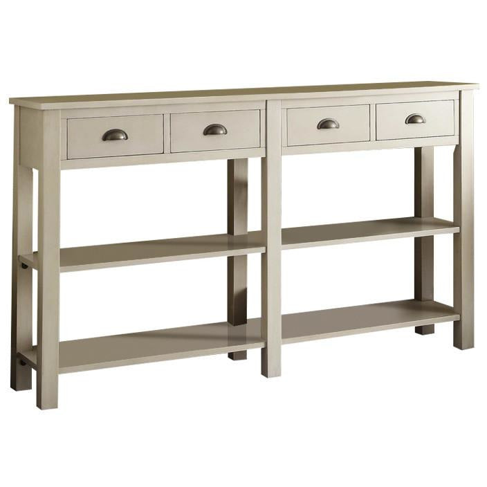 Gray Console Table With Four Drawers and Two Bottom Shelf in Cream BH97249
