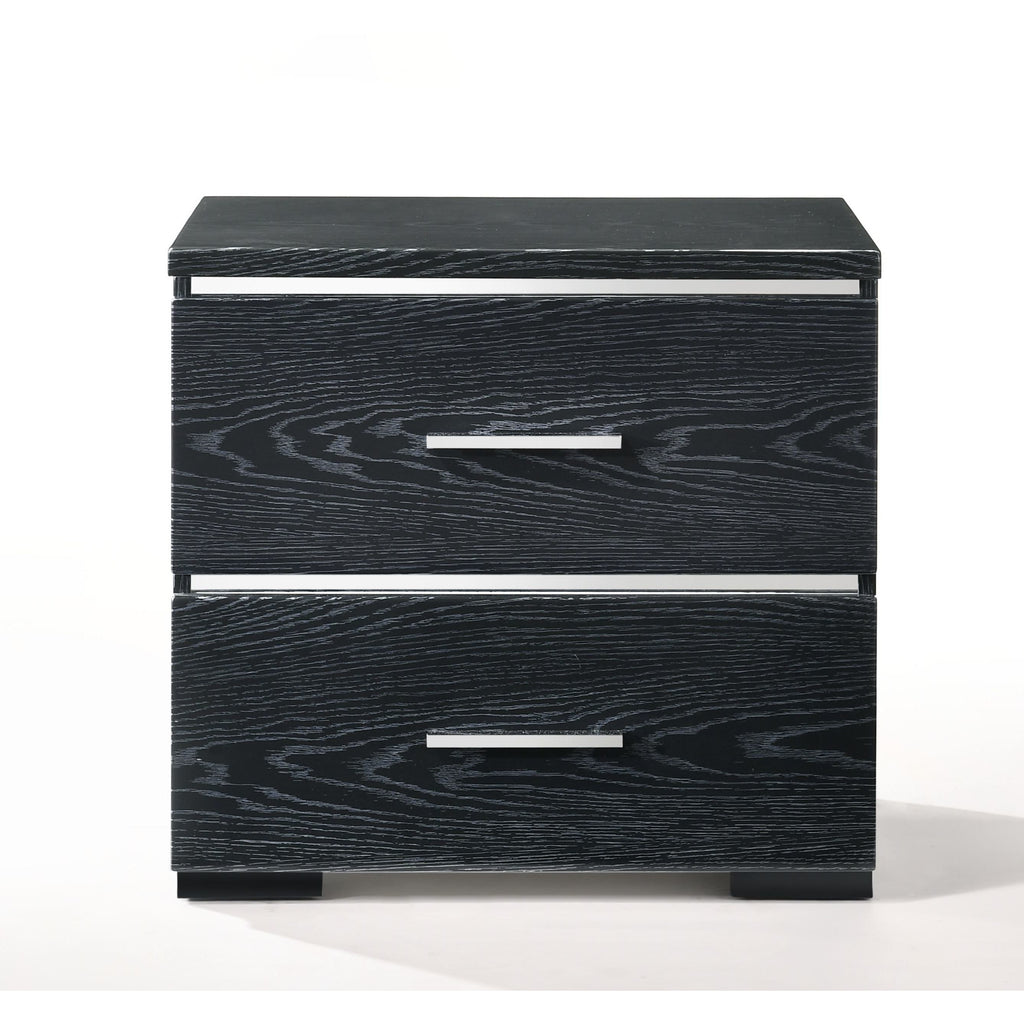 Dark Slate Gray Laleh Night Table With Drawers in Black (High Gloss)