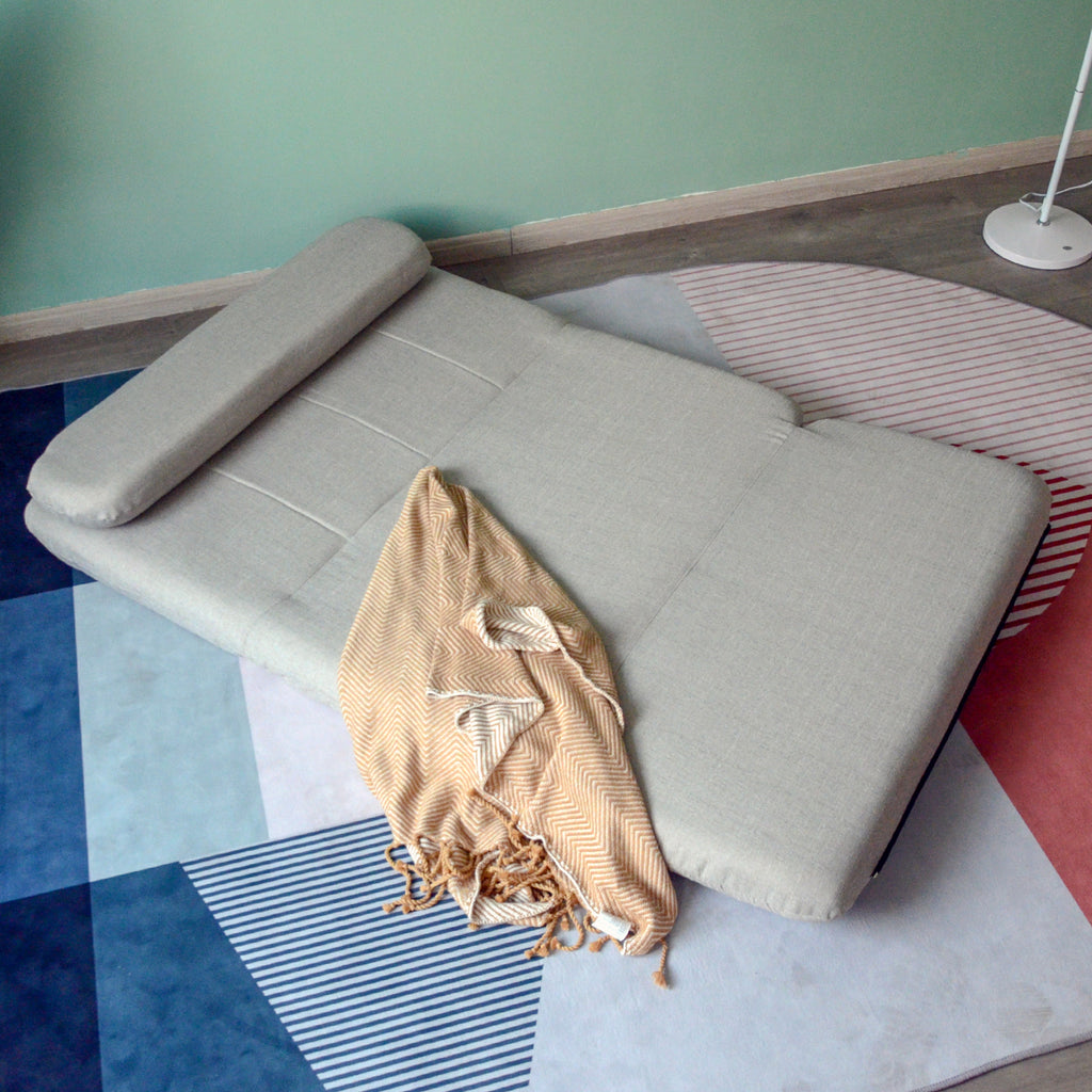 Tan Floor Chair Adjustable Foldable Sofa Bed Restroom Floor Mattress Recliner Sofa and Pillow
