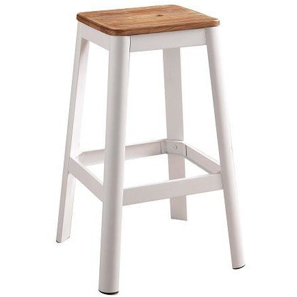 Gray 30" H Wooden Top Backless Bar Stool and Metal Base