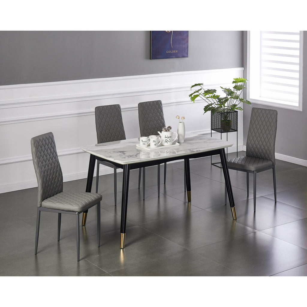Dim Gray Modern Diamond Grid Pattern Minimalist Dining Chairs