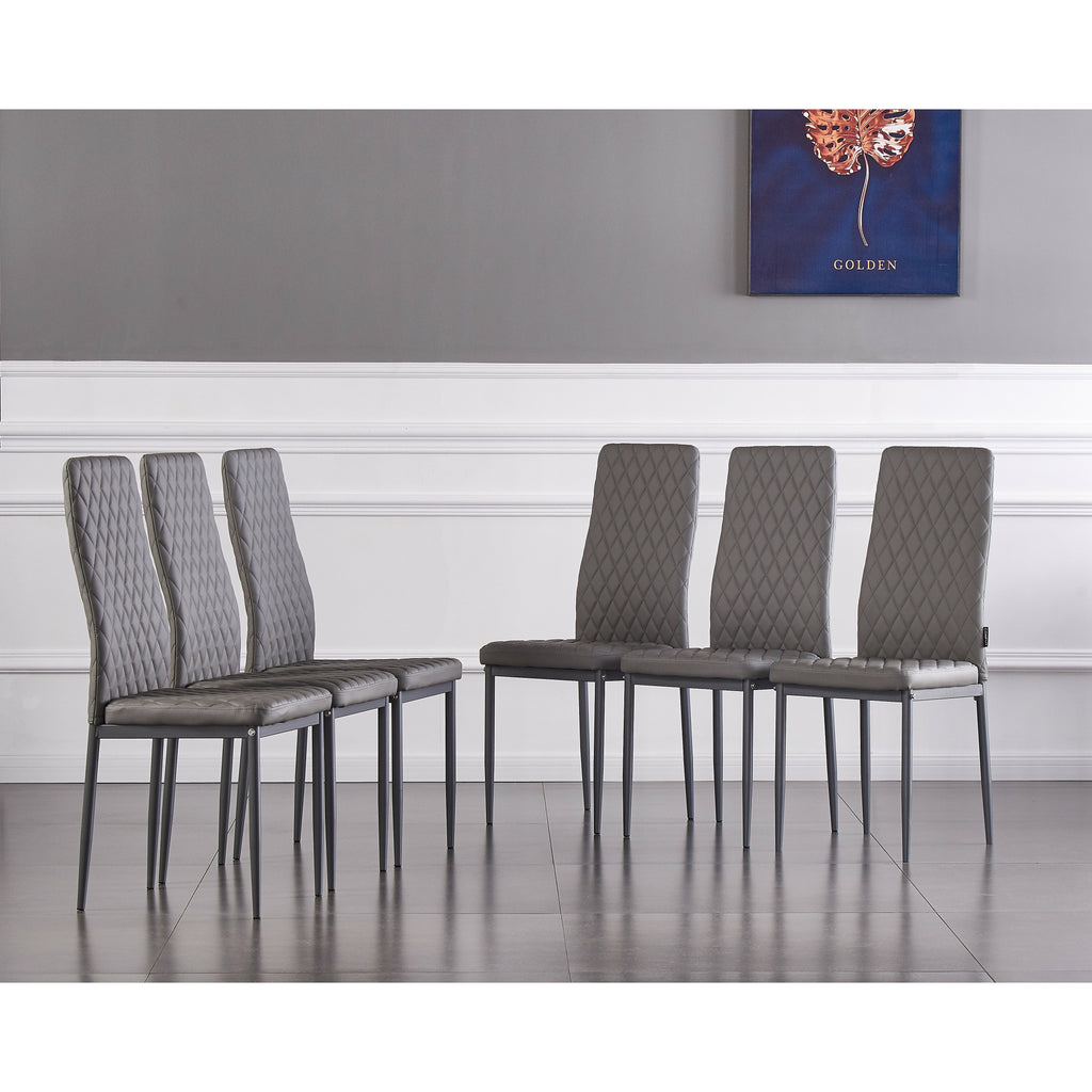 Light Slate Gray Modern Diamond Grid Pattern Minimalist Dining Chairs