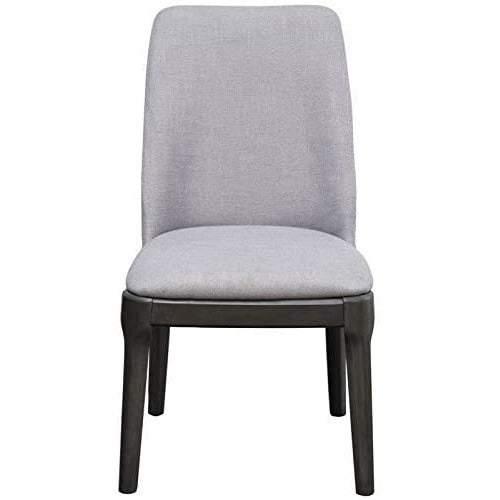 Dark Gray Madan Side Chairs in Light Gray Linen & Gray Oak