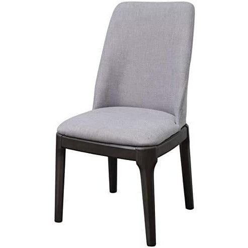 Dark Gray Madan Side Chairs in Light Gray Linen & Gray Oak