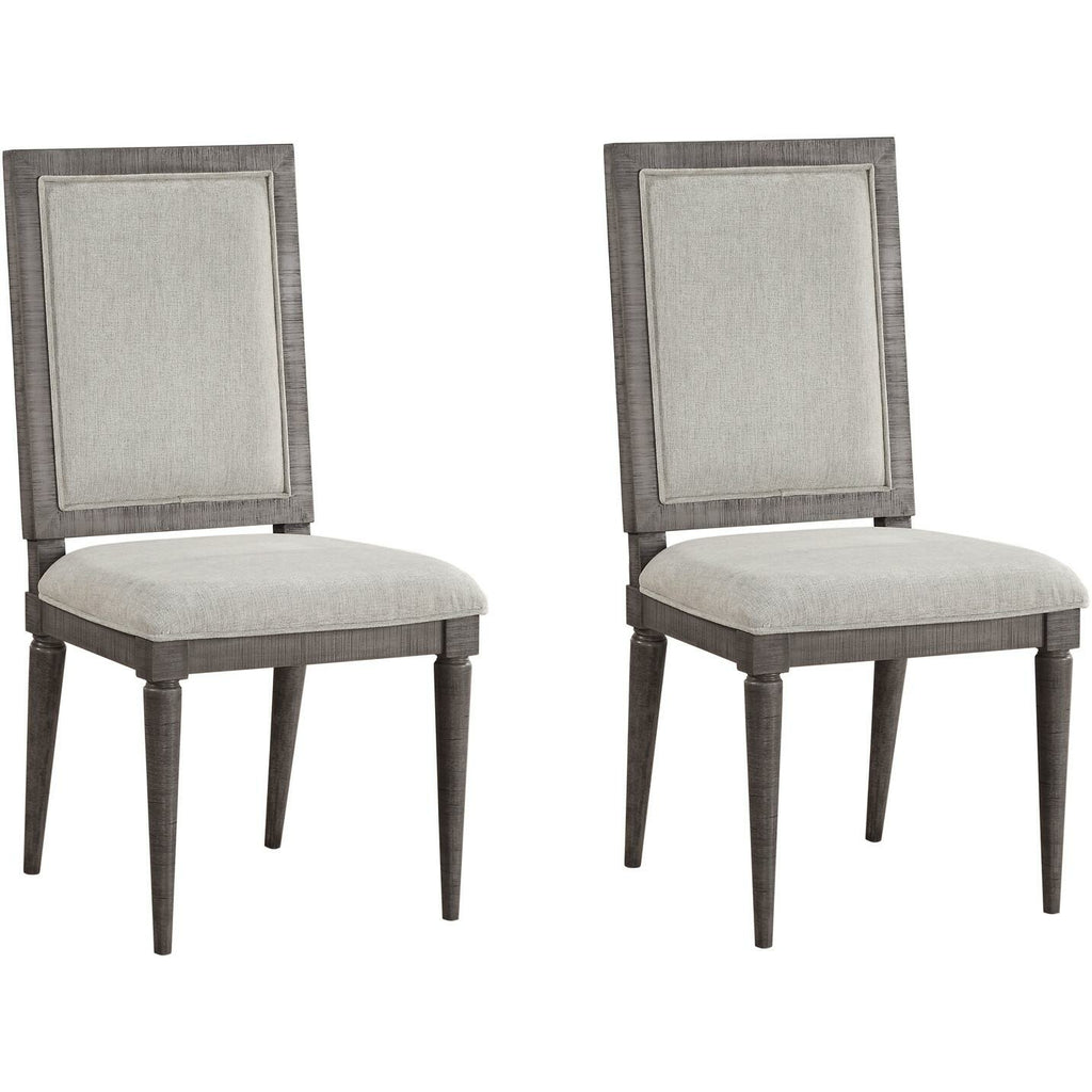 Gray Padded Seat & Back Side Chairs Dining Room in Fabric & Salvaged Natural - Set Of 2