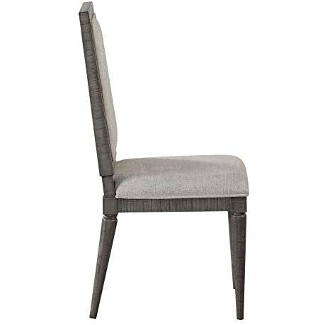 Light Slate Gray Padded Seat & Back Side Chairs Dining Room in Fabric & Salvaged Natural - Set Of 2