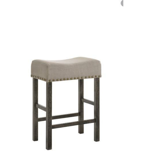 Dim Gray Backless Nailhead Upholstered Counter Height Stools w/Footrest - Set Of 2