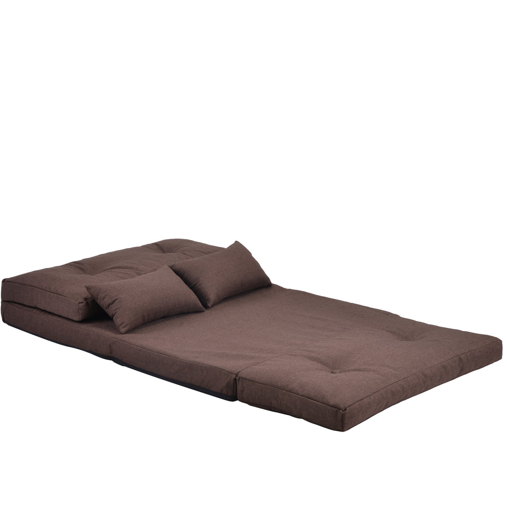 Dim Gray Sofa Bed Adjustable Folding Futon Sofa Leisure Sofa Bed with Two Pillows