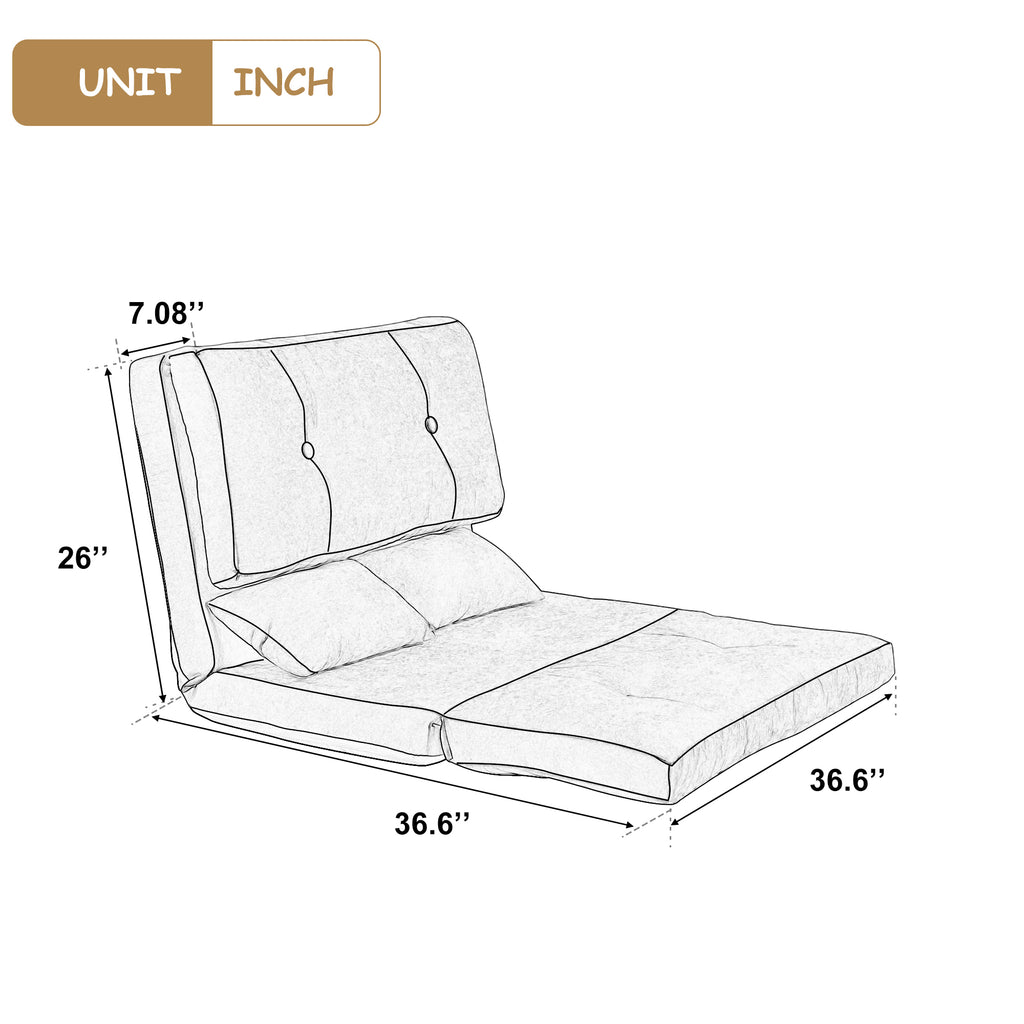 White Smoke Sofa Bed Adjustable Folding Futon Sofa Leisure Sofa Bed with Two Pillows