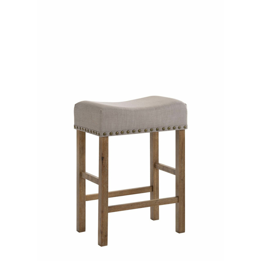 Dim Gray Backless Nailhead Upholstered Counter Height Stools w/Footrest - Set Of 2