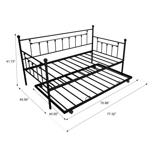 White Smoke Metal Frame Daybed With Trundle Bedroom
