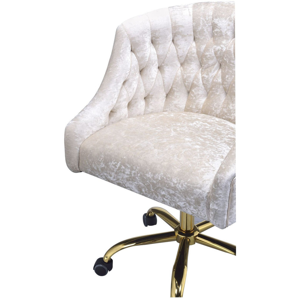 Antique White Levian Office Chair in Vintage Cream Velvet & Gold