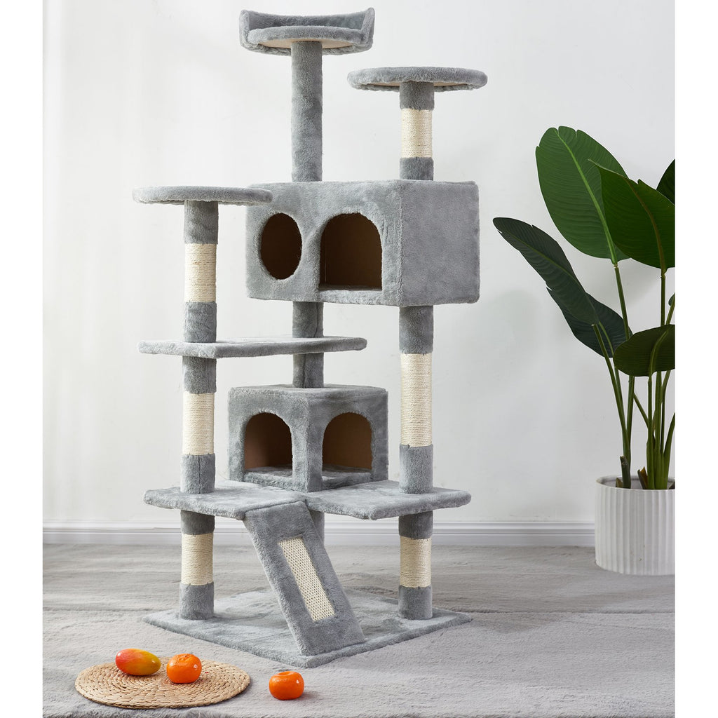 Black 51" Multi-Level Cat Tree Tower with Scratching Posts Kittens Activity Tower