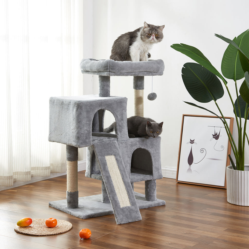 Cat Tree Apartment with Sisal Grab Bar, Grab Board, Plush and Double Room