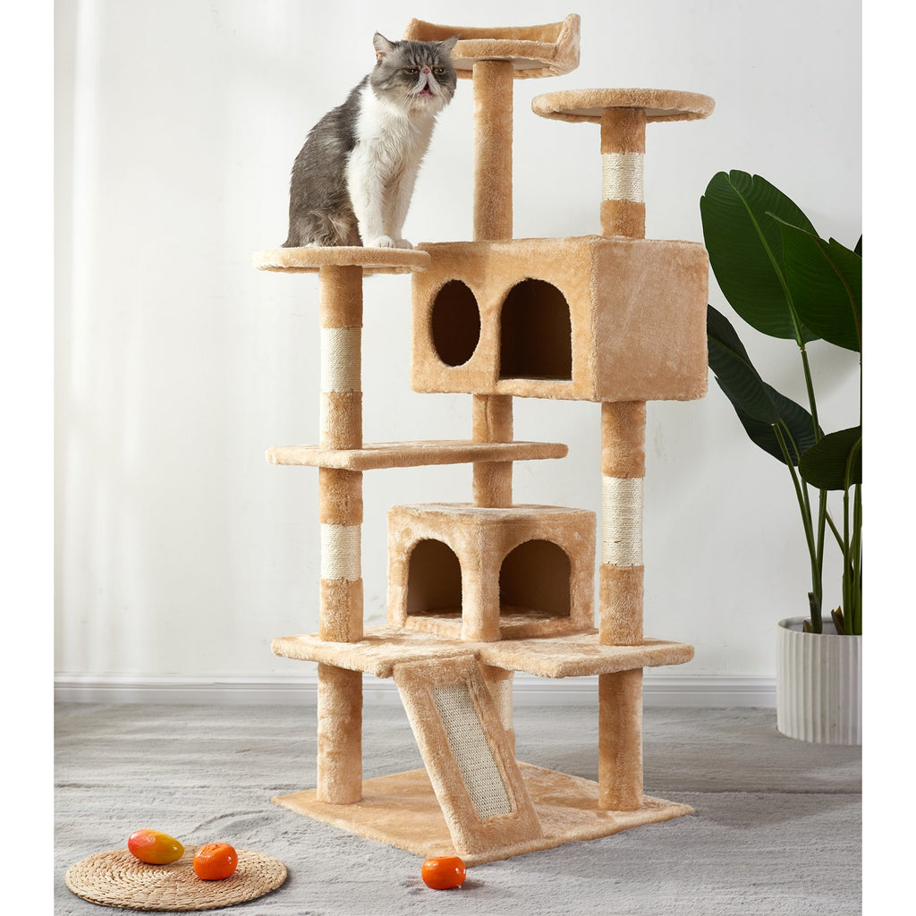Black 51" Multi-Level Cat Tree Tower with Scratching Posts Kittens Activity Tower