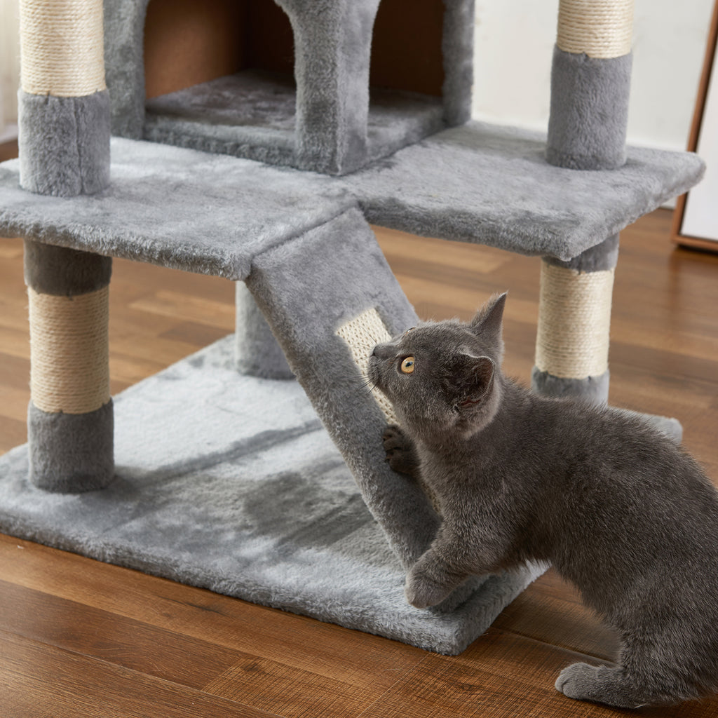 Dark Gray 51" Multi-Level Cat Tree Tower with Scratching Posts Kittens Activity Tower