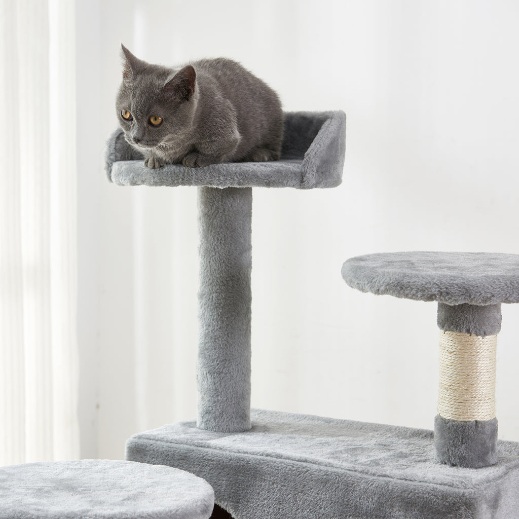 Dim Gray 51" Multi-Level Cat Tree Tower with Scratching Posts Kittens Activity Tower