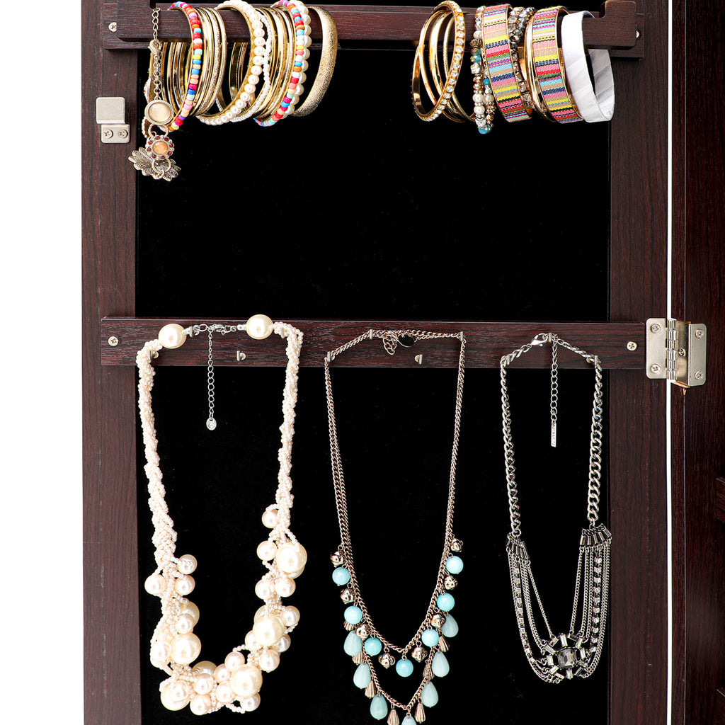 Gray Hanging Jewelry Storage Mirror Cabinet