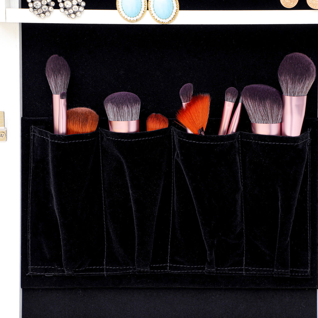 Black Rustic Jewelry Storage Mirror Cabinet With LED Lights, Standing Display