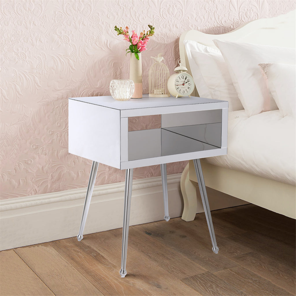 Gray Acrylic Mirror Night Stand Multiple Color