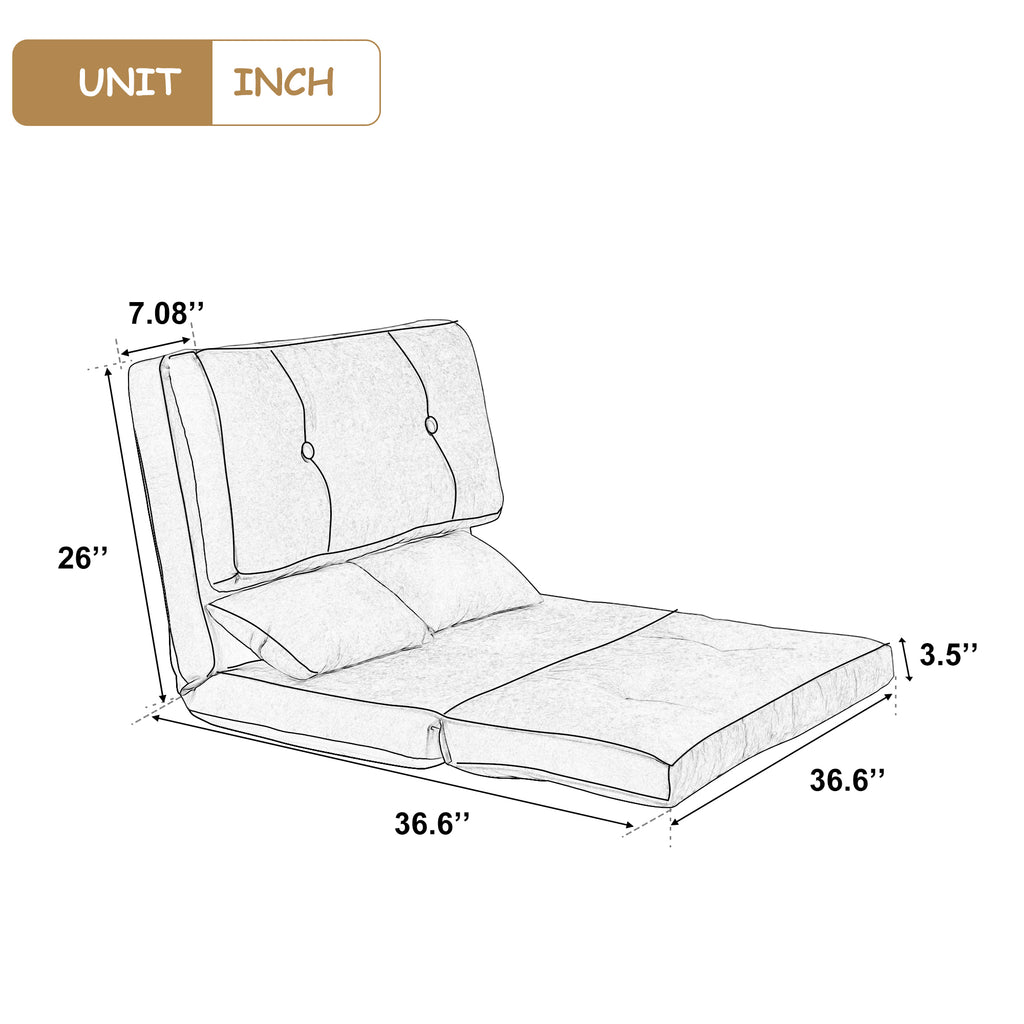 White Smoke Sofa Bed Adjustable Folding Futon Sofa Leisure Sofa Bed with Two Pillows