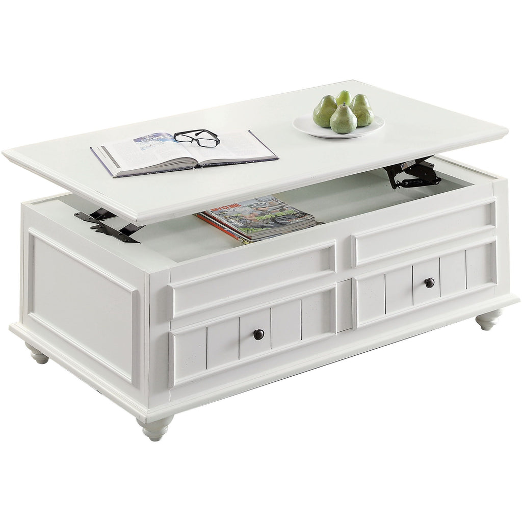 Gray Natesa Rectangular Coffee Table w/Lift Top & 2 Drawers in White Washed