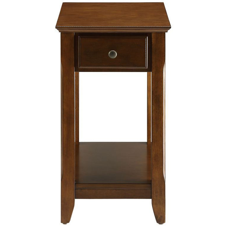 Wooden Tapered Leg Side Table With Bottom Shelf in Walnut