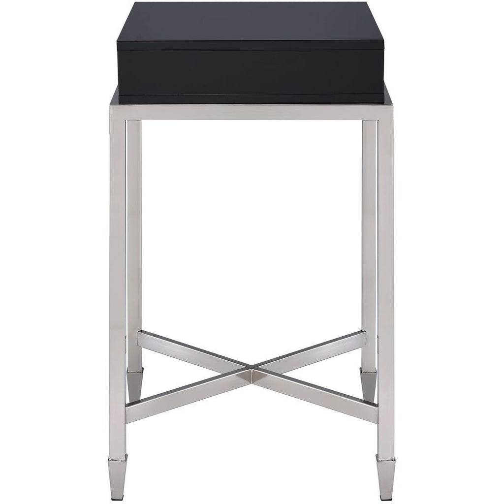 End Table With Metal Square Leg Black