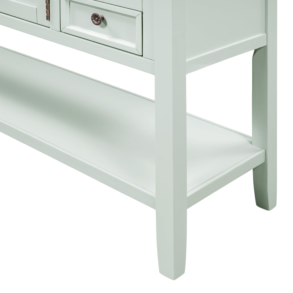 Light Gray 45" Modern Console Table Sofa Table for Living Room with 7 Drawers, 1 Cabinet and 1 Shelf